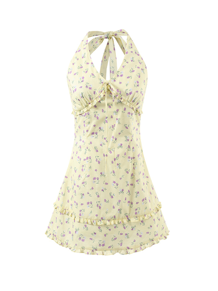 Ruffled Halter Strapless Dress