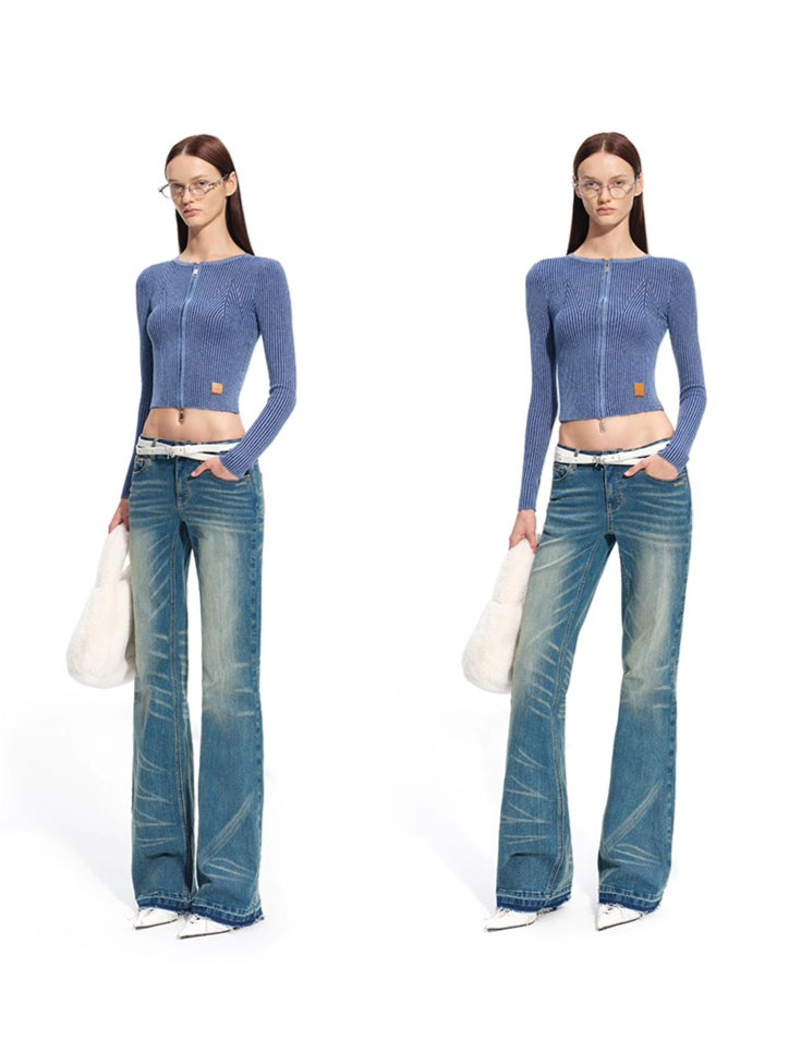 "Savanna Series" Plains Washed Denim Straight-Leg Jeans - CHINASQUAD