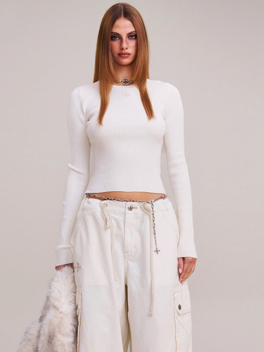 Wild Retro Long-Sleeve Knit Crewneck