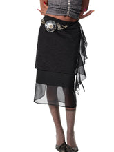 Layered Mesh Tie-Up Midi Skirt - CHINASQUAD