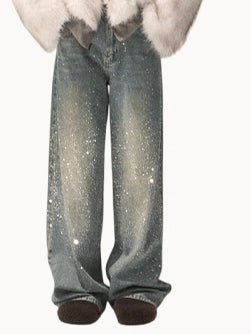 Washed Cotton Straight-Leg Jeans