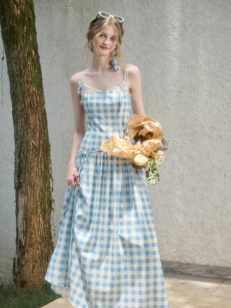 Lace Fake Two-Piece Pleated Patchwork Dress - CHINASQUAD