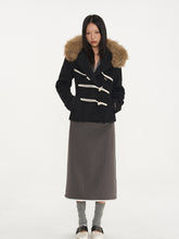 Black & Oatmeal Wool Toggle Coat - CHINASQUAD