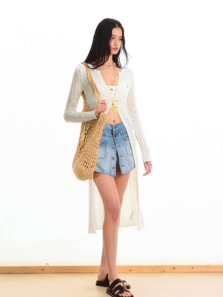 Anti-Pilling Round Neck Lightweight Knit Cardigan - CHINASQUAD