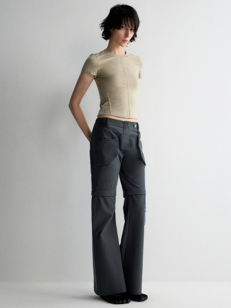 Two-in-One Removable Flared Casual Pants - CHINASQUAD