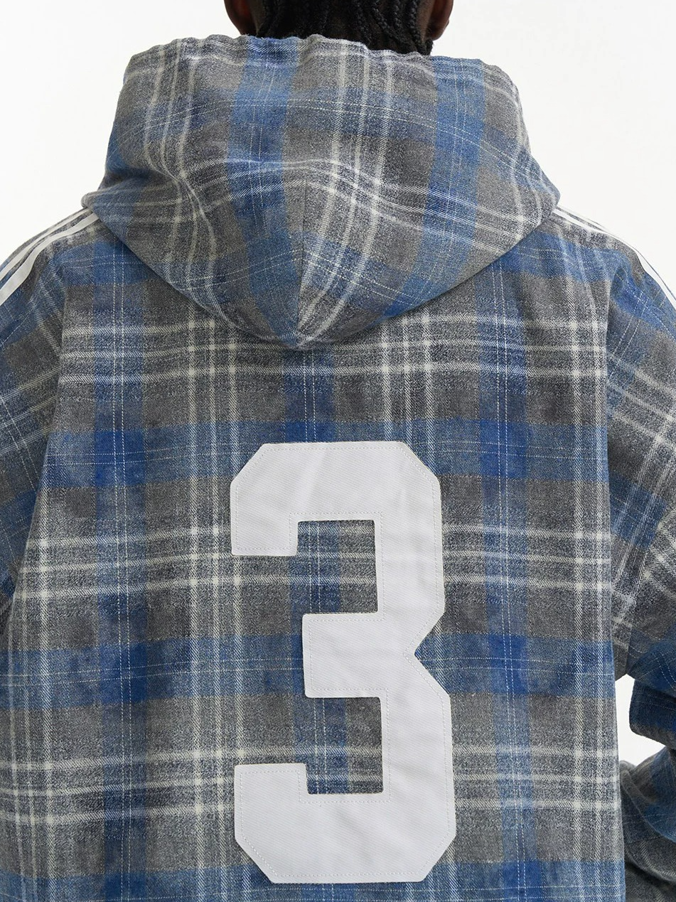 Plaid Color-Block Sport Hoodie