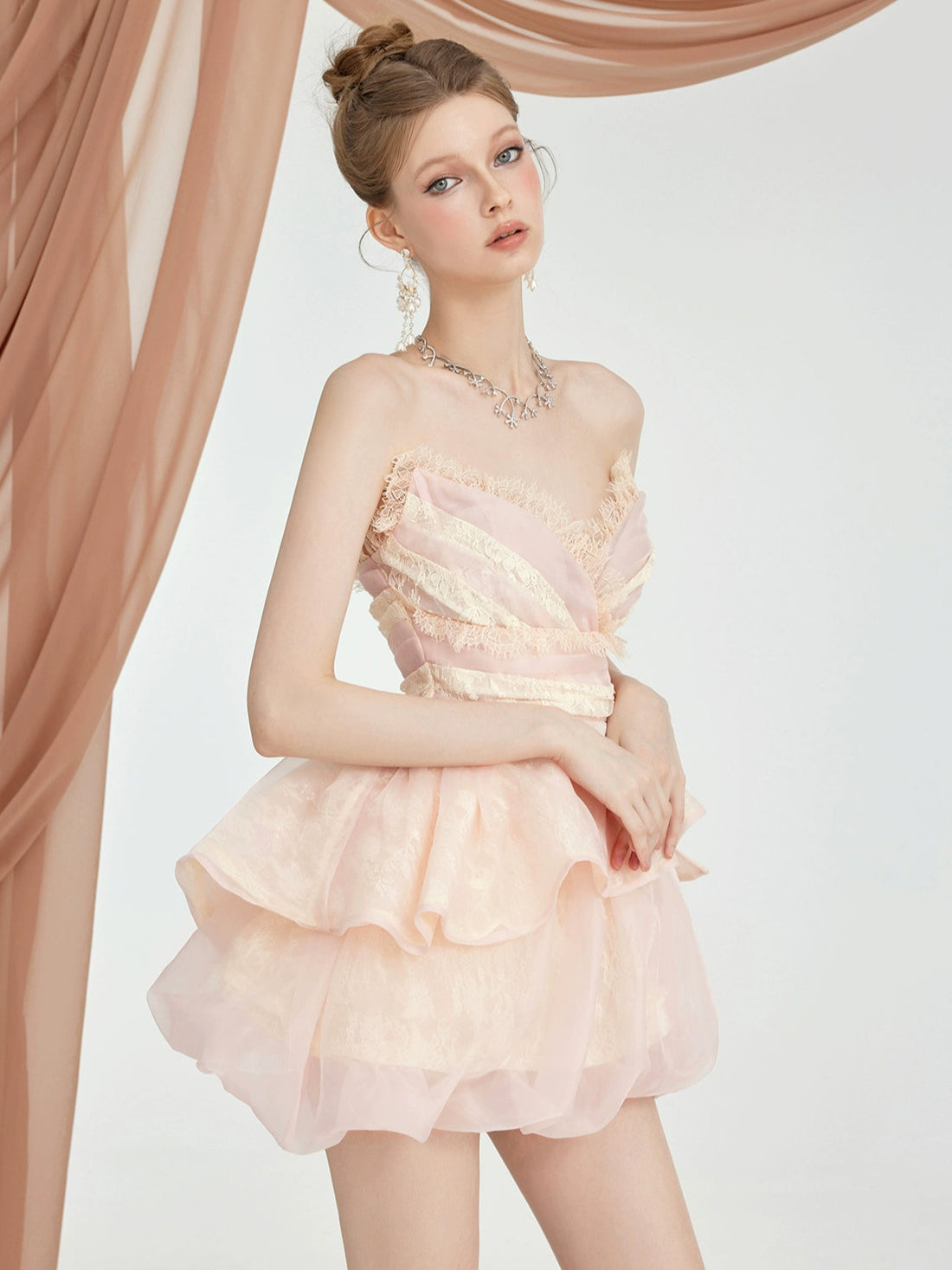 Berry Irregular Design V-Neck Bustier & Skirt Set - CHINASQUAD