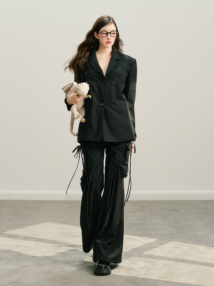 Black & White Embroidered Hollow Out Skirt - CHINASQUAD