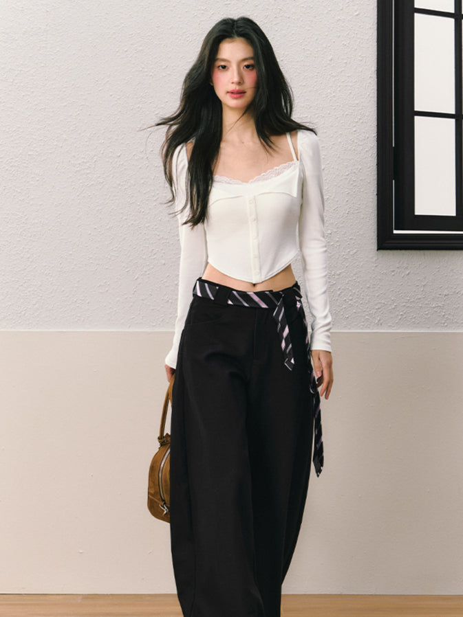 Black Wide-Leg Pants - CHINASQUAD