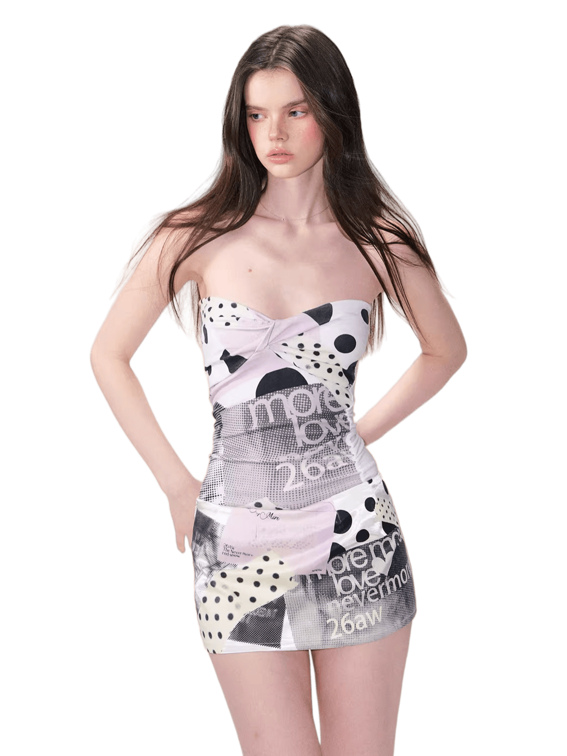 Twist-Front Printed Strapless Crop Bustier