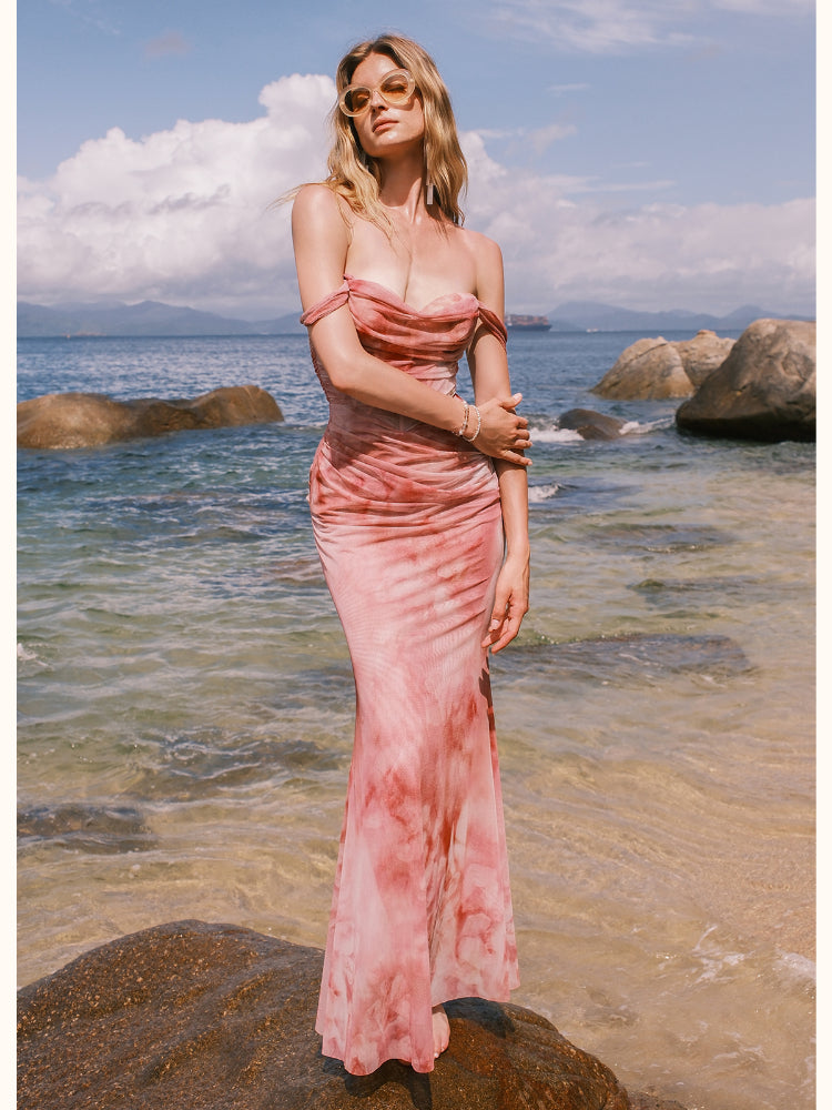 Ariel One-shoulder Pleated & Gradient-dyed Dress - CHINASQUAD