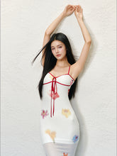 Sheer Colorblock Printed Dress - CHINASQUAD