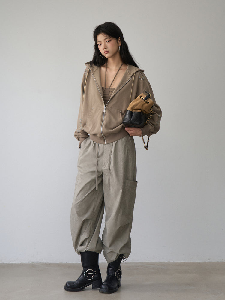 Gray 3D Pockets Wide-leg Pants - CHINASQUAD