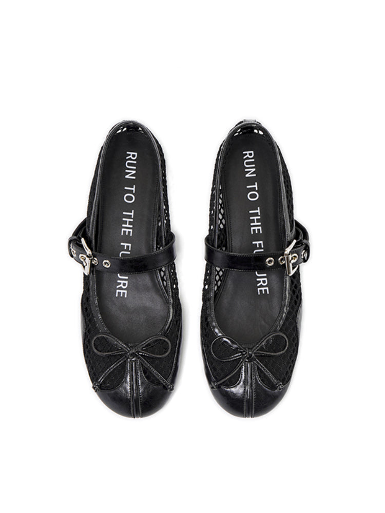 Fishing Net Woven Flat Mary Jane Shoes - CHINASQUAD