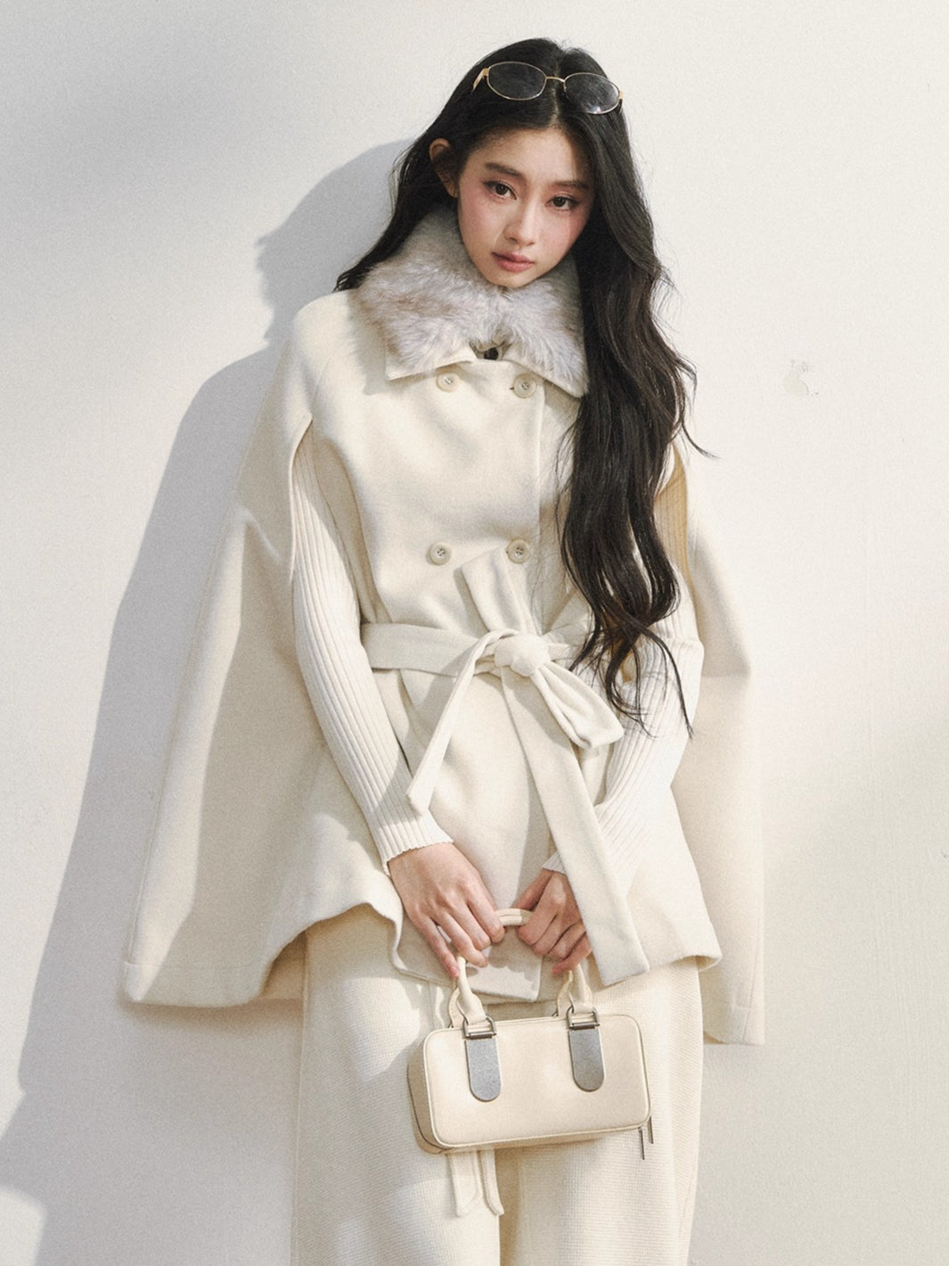 Elegant Two-Tone Wool Cape