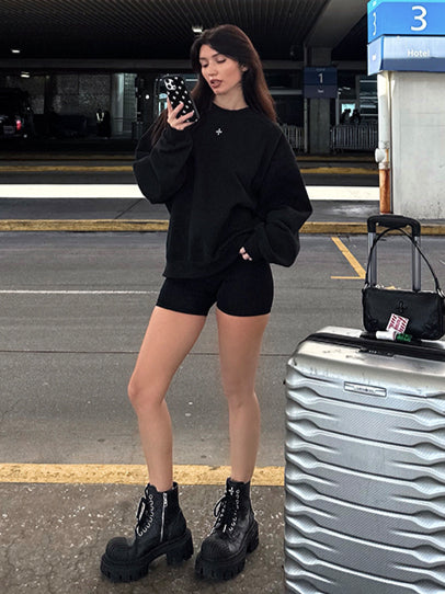 Black & Silver Ripple Motorcycle Boots - CHINASQUAD