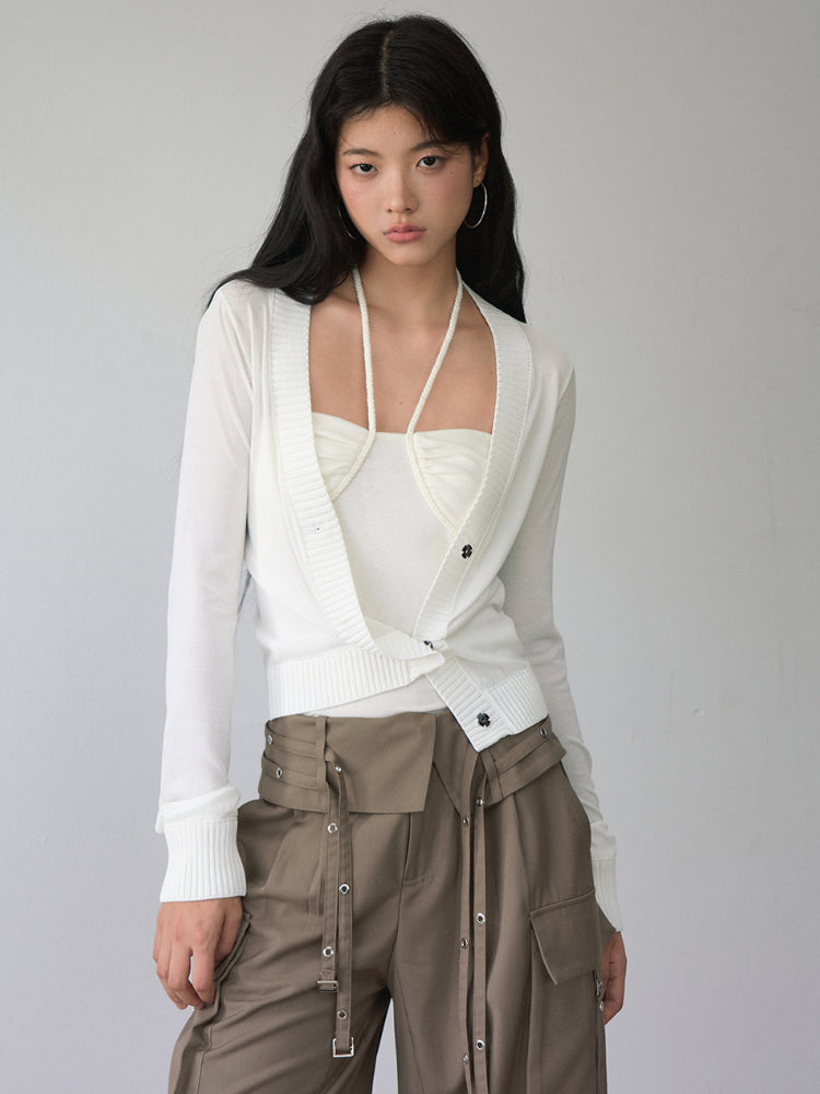 Pleated Rope-Hanging Fitted Bandeau - CHINASQUAD