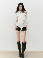Asymmetric Shoulder 3D Floral T-shirt - CHINASQUAD