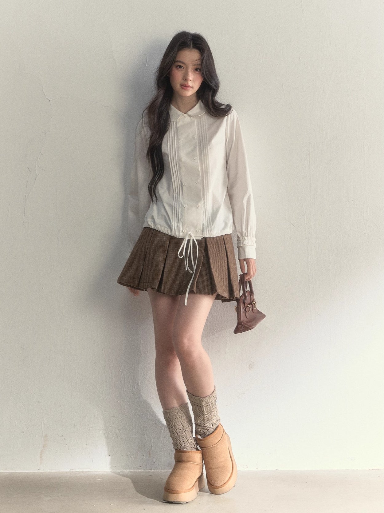 Double-Breasted Doll Collar Shirt