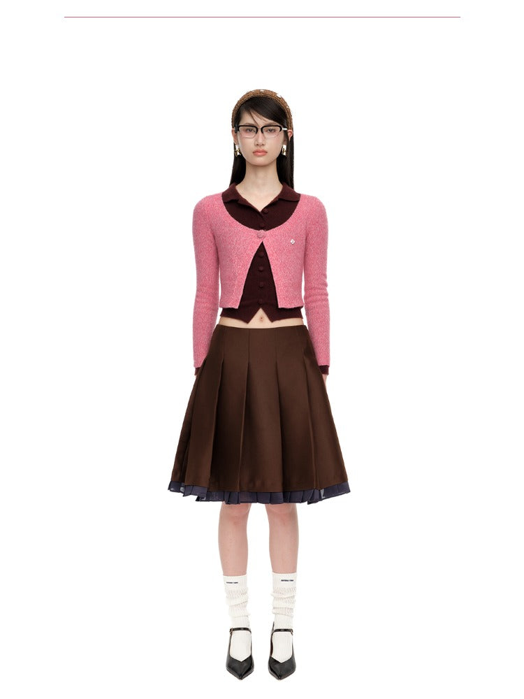 Single-Button Wool-Blend Knit Cardigan - CHINASQUAD