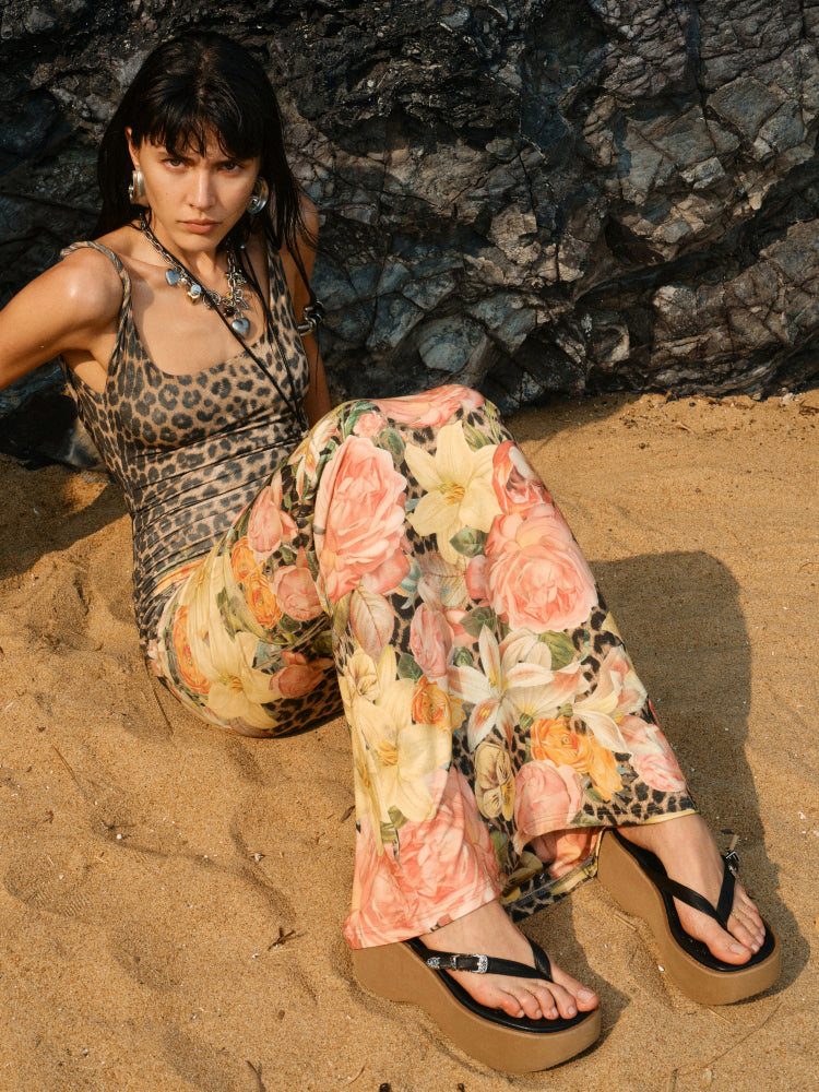 Platform Wedge Leather Flip-Flops - CHINASQUAD