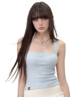 Embroidered Bow Shoulder Strap Slimming Camisole - CHINASQUAD