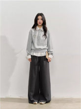 Plaid Panel Fold-Over Waist Straight Pants - CHINASQUAD