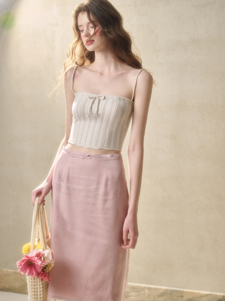 Embroidered Wool Hollow Cardigan & Tank Top Set - CHINASQUAD