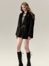 Khaki & Black Woolen 2-in-1 Blazer - CHINASQUAD