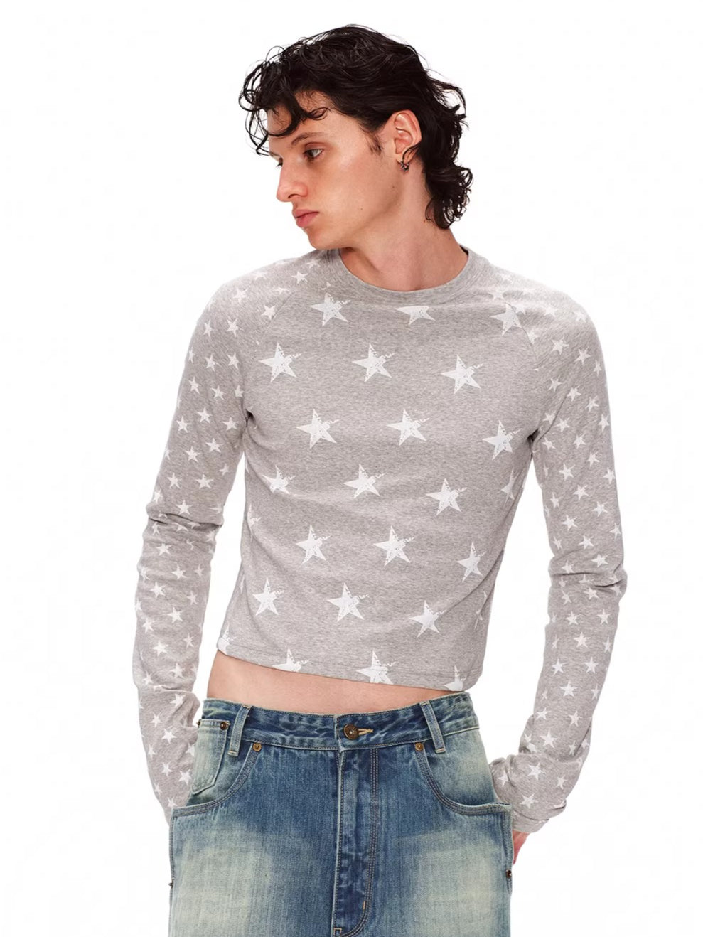 Vintage Distressed Raglan Long Sleeve T-Shirt