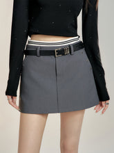 Black & Gray High-waisted Vintage-style Skirt - CHINASQUAD