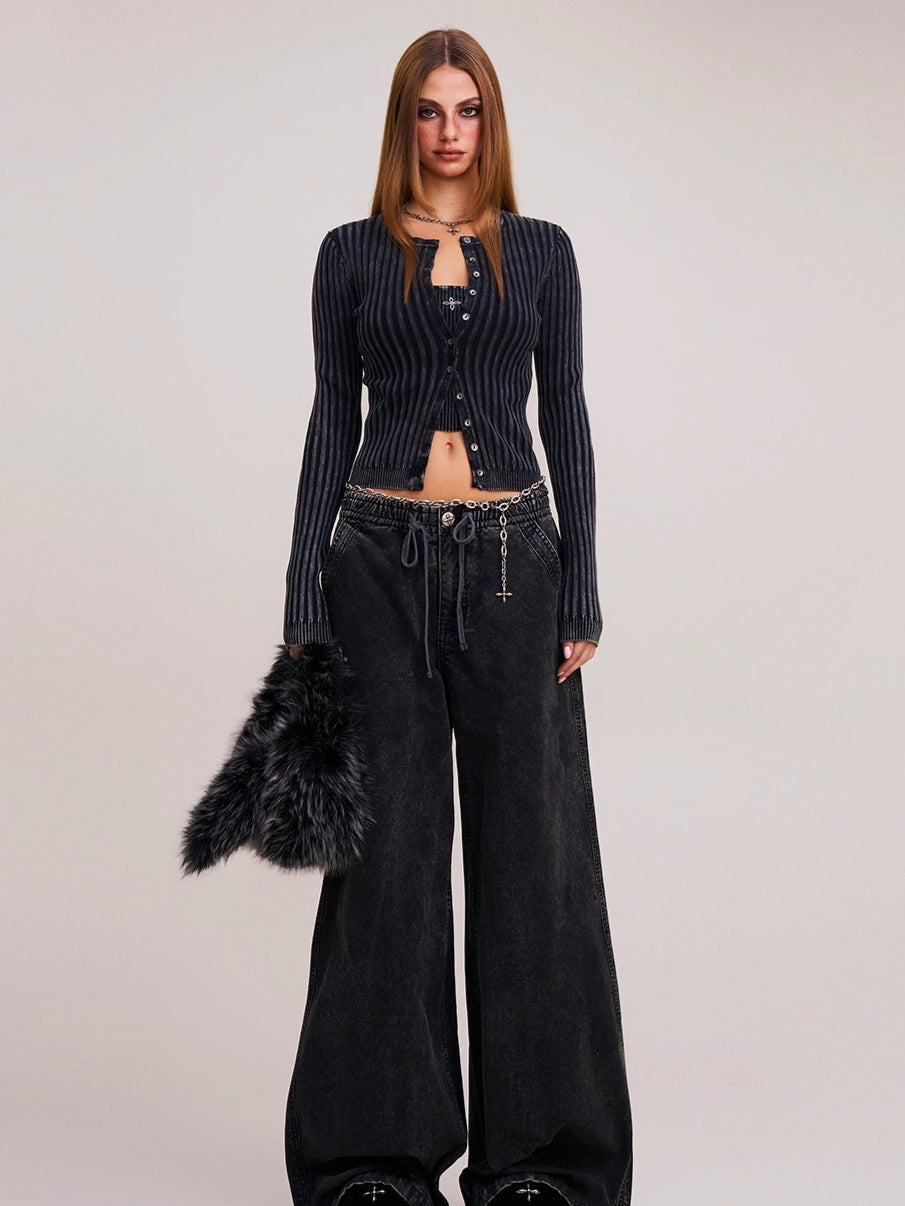 Wild Retro Ribbed Knit Cardigan