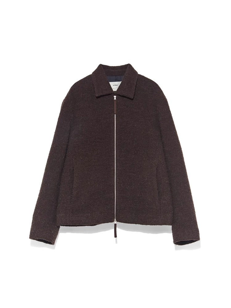 Black & Red-Brown Wool Collar Jacket - CHINASQUAD
