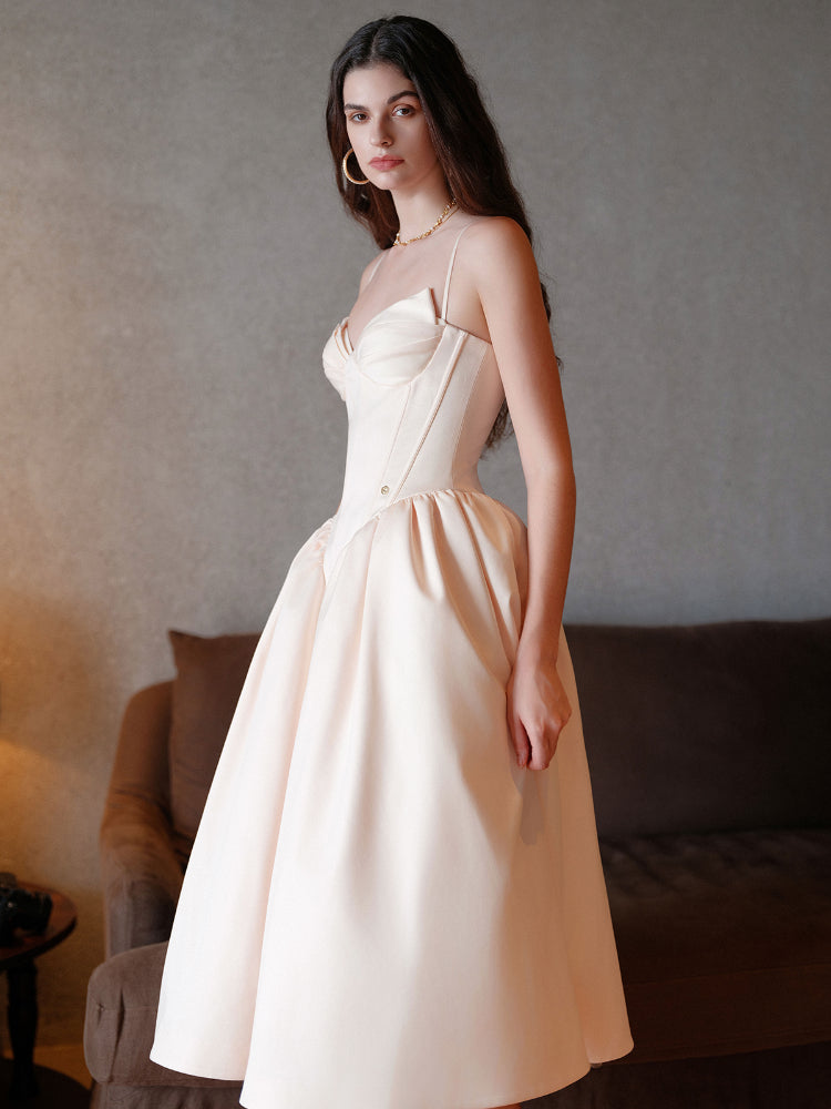 Satin Bow Detail Midi Dress - CHINASQUAD