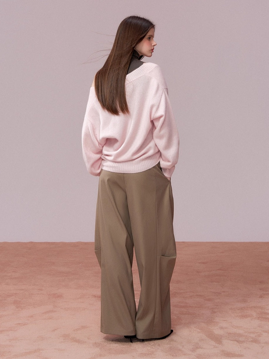 Tailored Drape Wide-Leg Suit Trousers