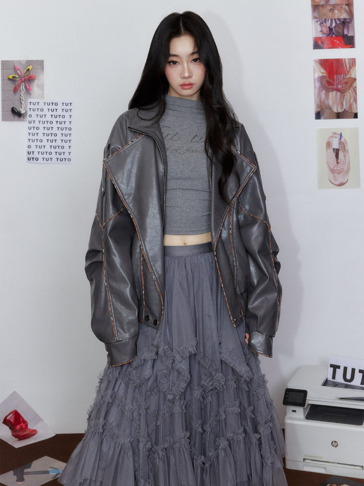 Letter Rhinestone Half-High Collar Base Shirt - CHINASQUAD