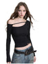 Asymmetric Shoulder Lyocell Blouse - CHINASQUAD