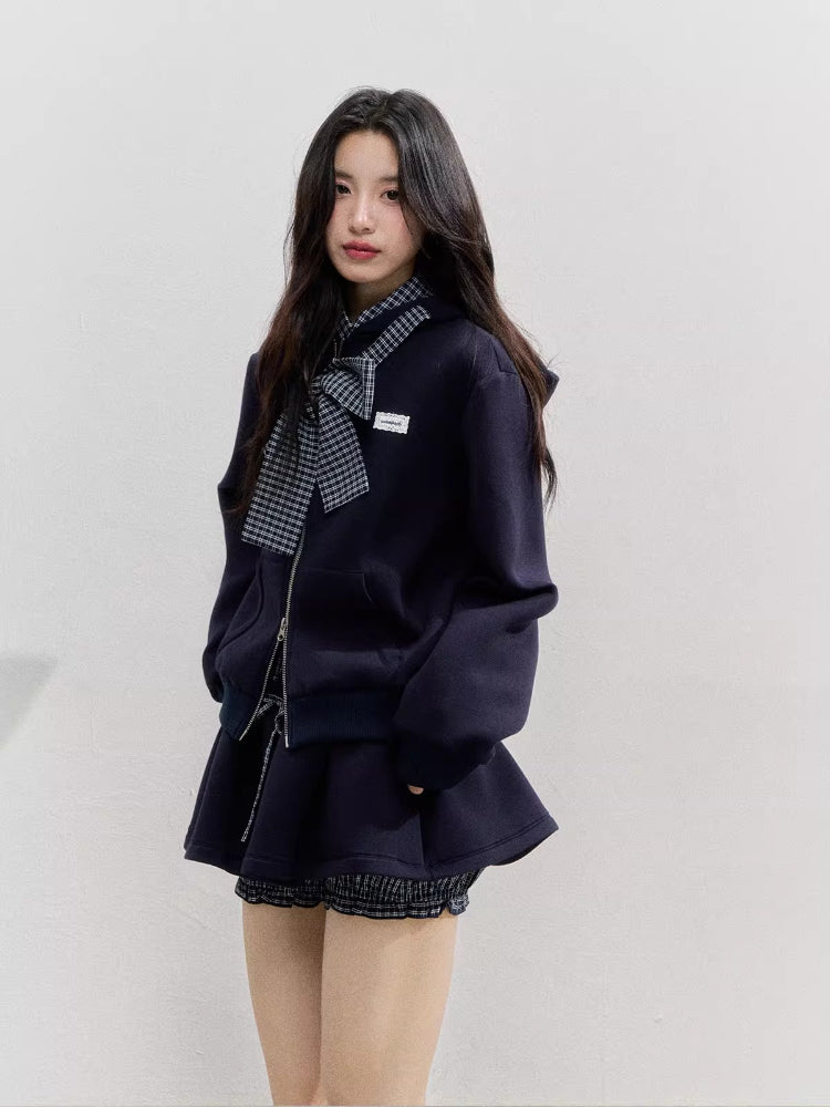 Preppy Style Bow Tie Hoodie - CHINASQUAD