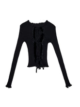Tie-up and Fur Panel Knitted Cardigan - CHINASQUAD
