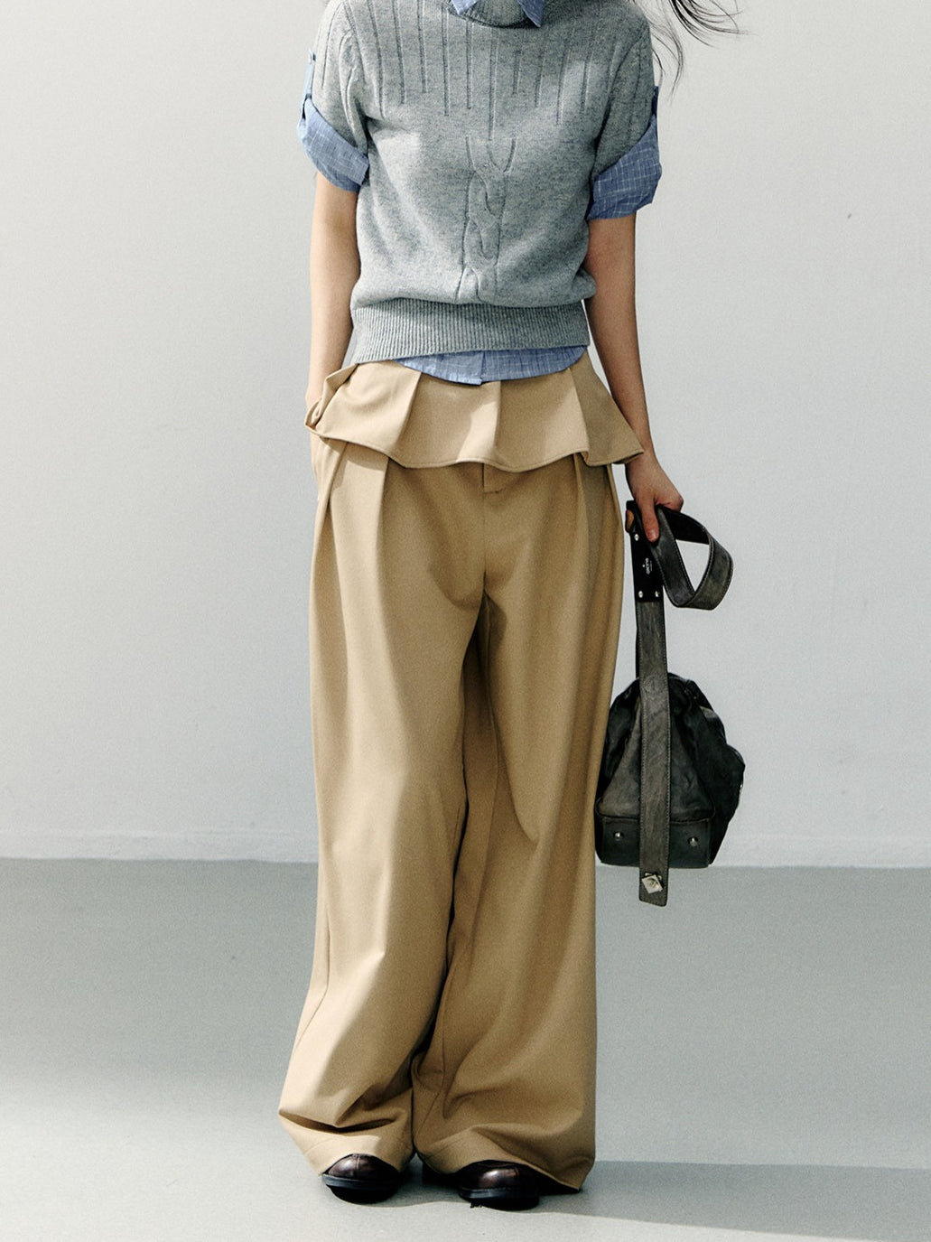 Detachable Lace-Trim Relaxed Tailored Trousers