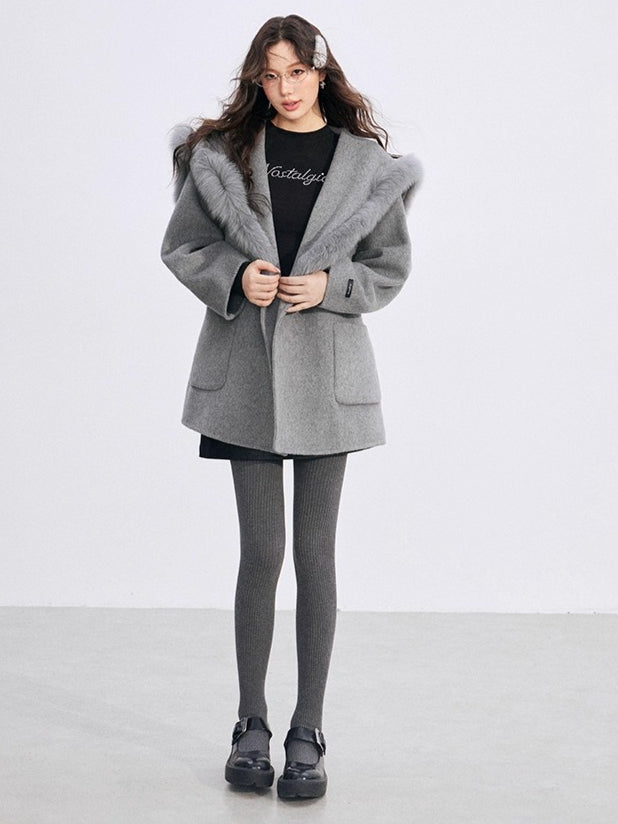Oversized Wool-Blend Wide-Collar Coat