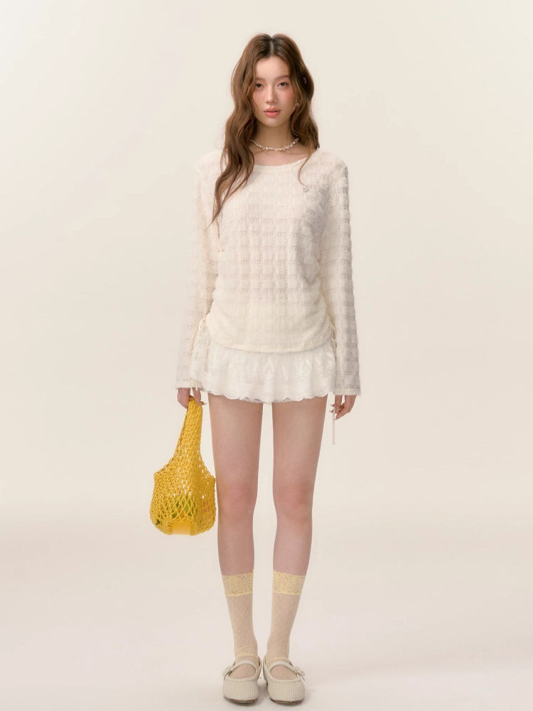 Long Sleeve Lace Patchwork Cover-up - CHINASQUAD