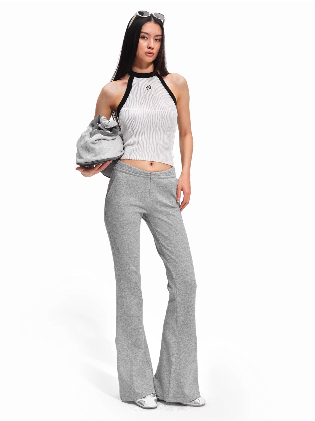 Air Cotton V-Waist Micro-Flare Knit Pants