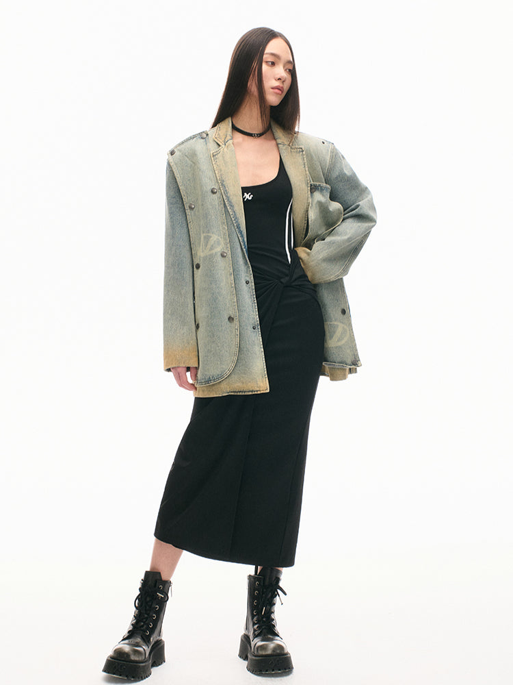 Color Block Casual Slimming Waist Mid-Length Dress - CHINASQUAD