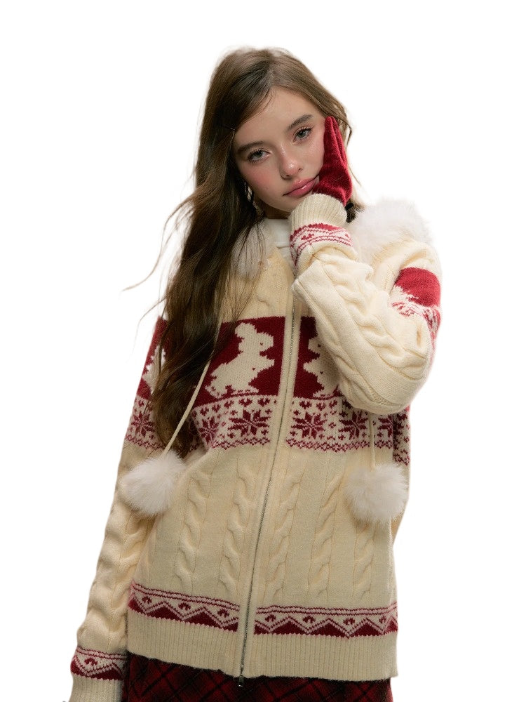 Rabbit Hoodie Sweater Coat - CHINASQUAD