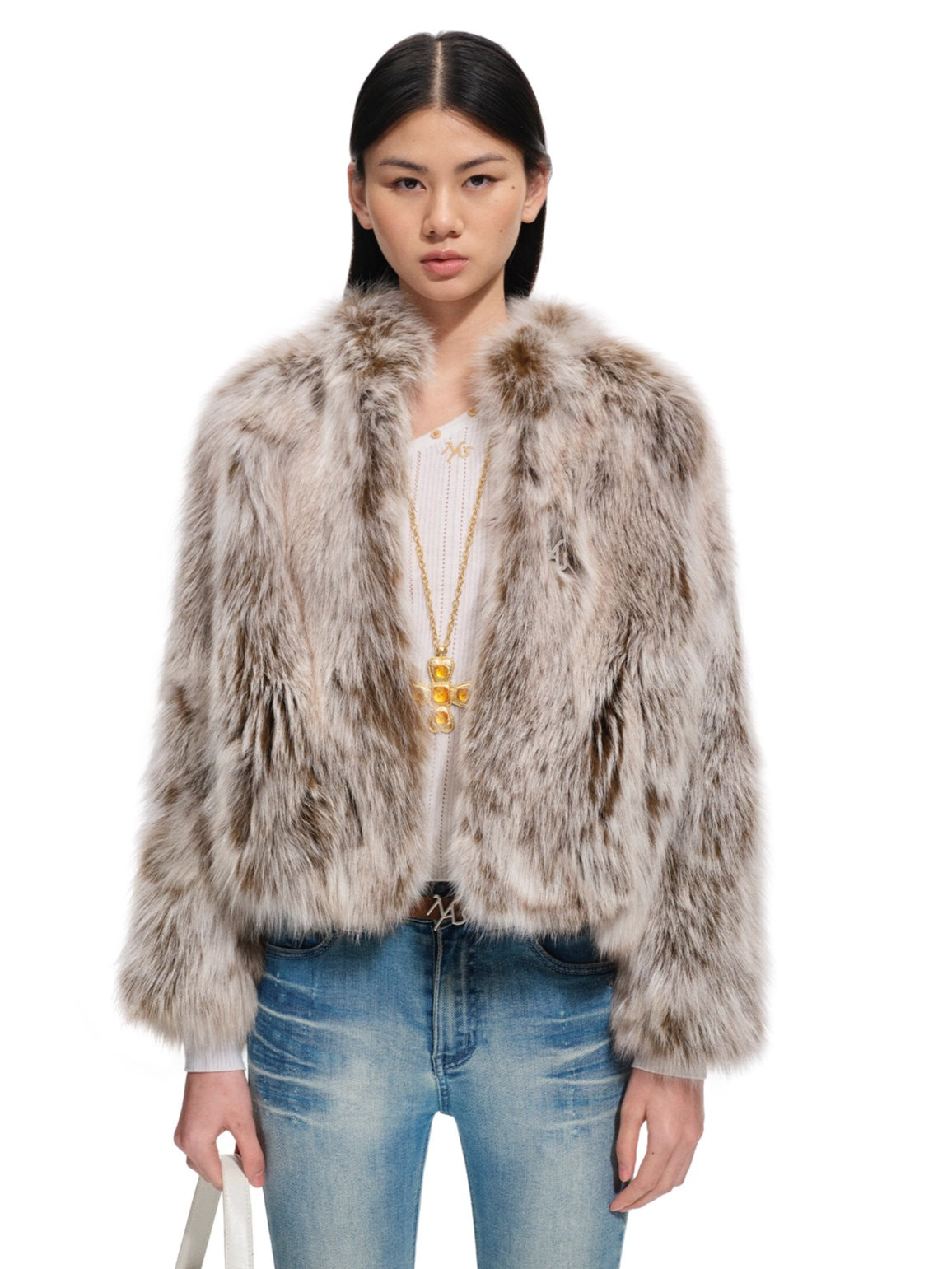 Fox Fur Stand-Collar Jacket