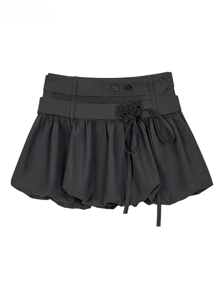 Rose Flower Waist Belt Tulle Skirt - CHINASQUAD