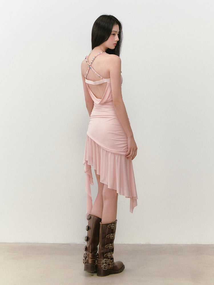 Beaded Mesh Bodycon Dress - CHINASQUAD