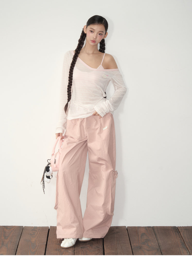 Blue & Pink Striped Cover-Up & Cami Set - CHINASQUAD