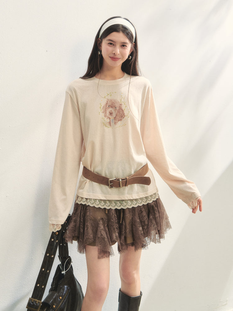 High-Waist Lace Tie Puff Skirt - CHINASQUAD